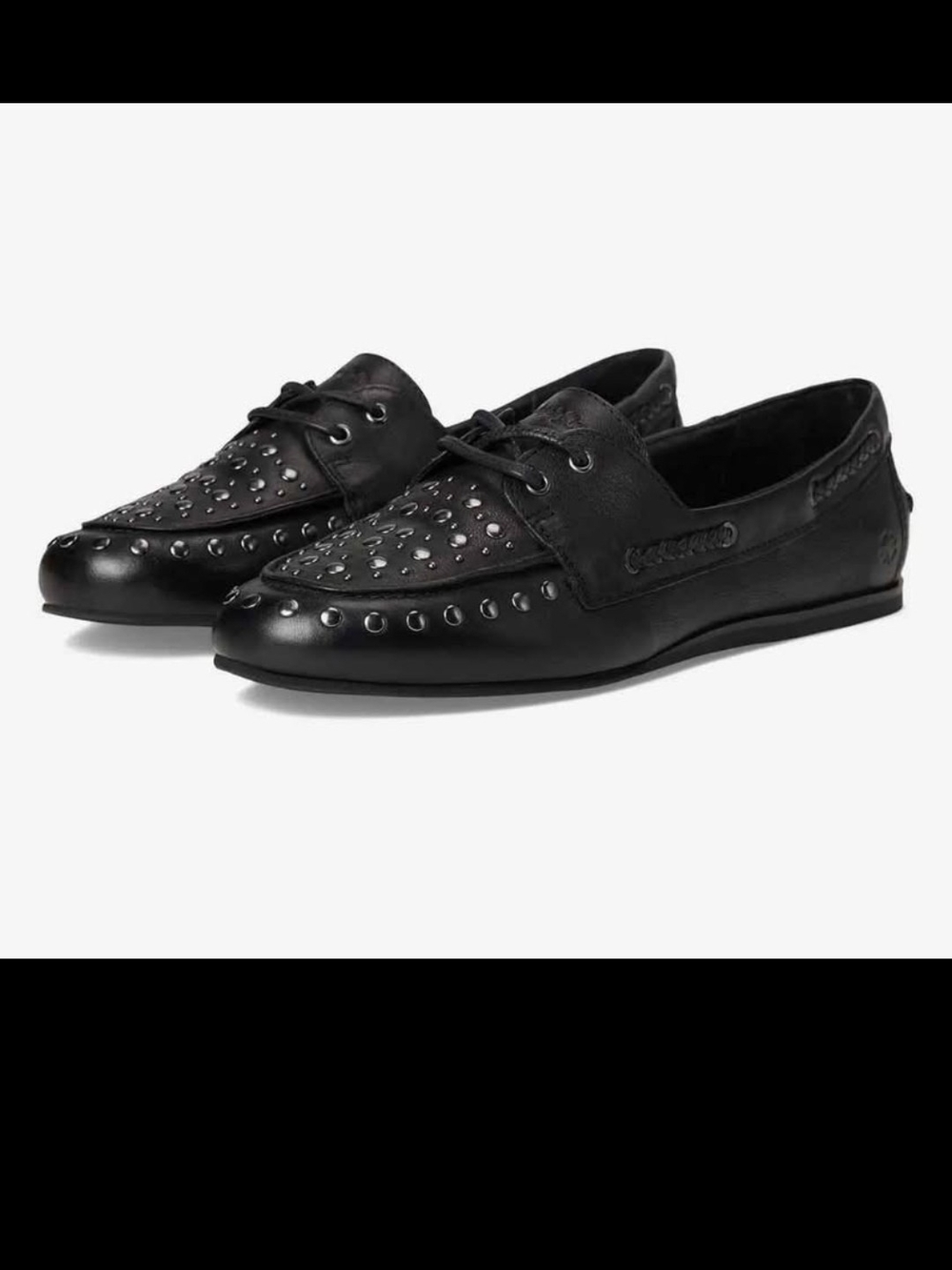 Lucky Brand Black Studded Leather Flats